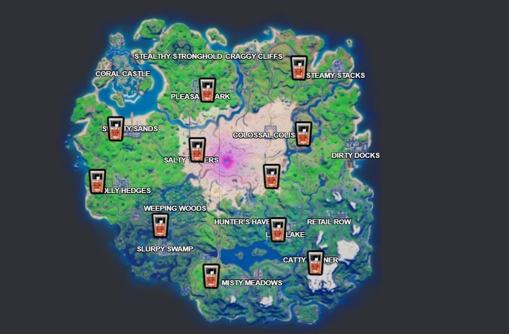 Ubicaciones de las gasolineras de Fortnite