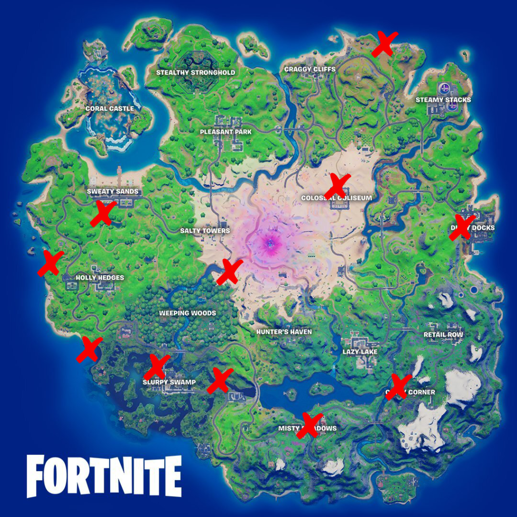 Ubicaciones de duelo de personajes de Fortnite