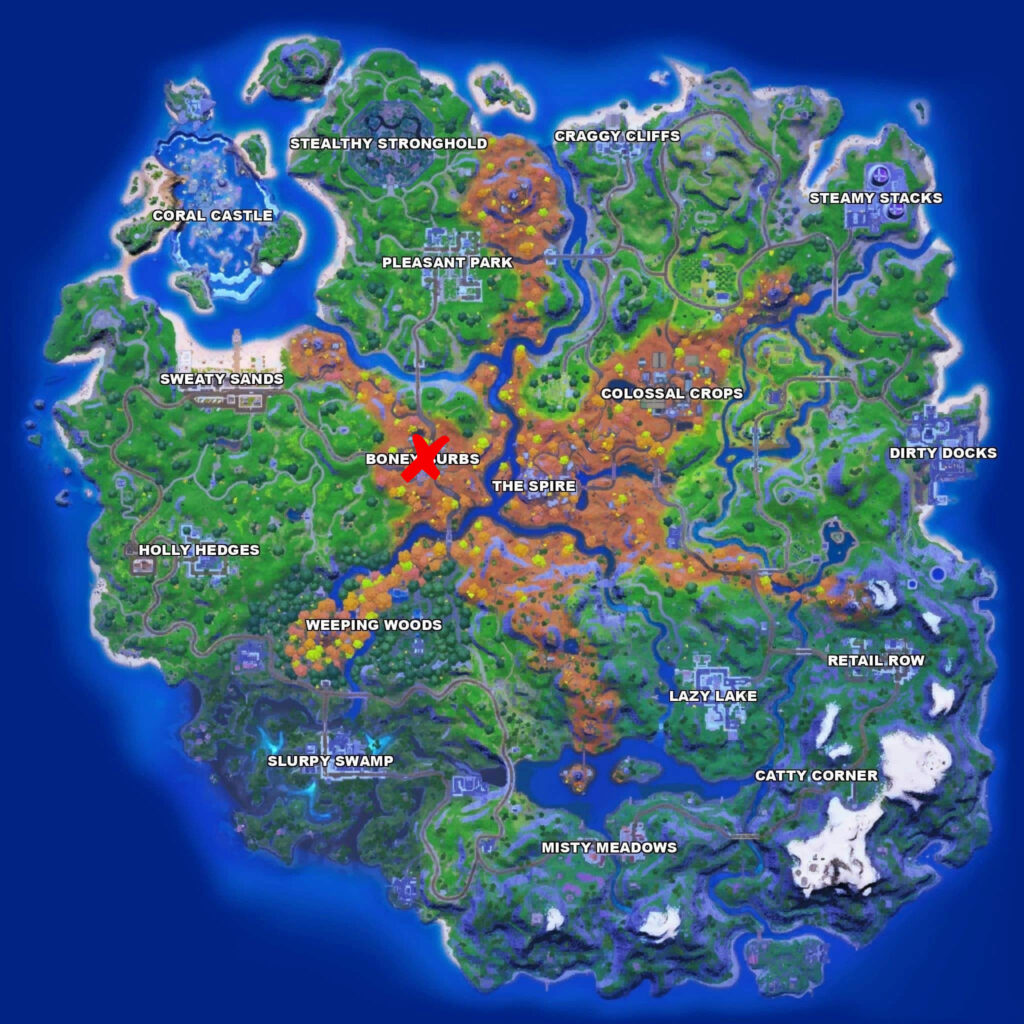 Ubicación de Tarana en el mapa de Fortnite
