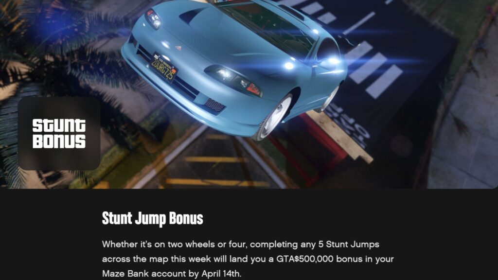 dinero de bonificación de salto de acrobacias de gta online