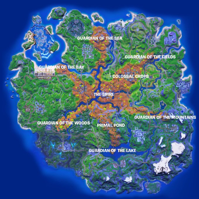 Ubicaciones de armas míticas de Fortnite Temporada 6