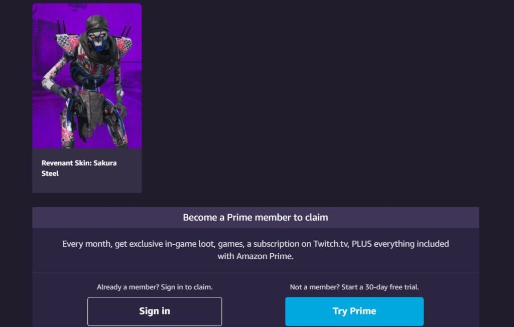 Cómo reclamar el skin de juego twitch prime de Revenant