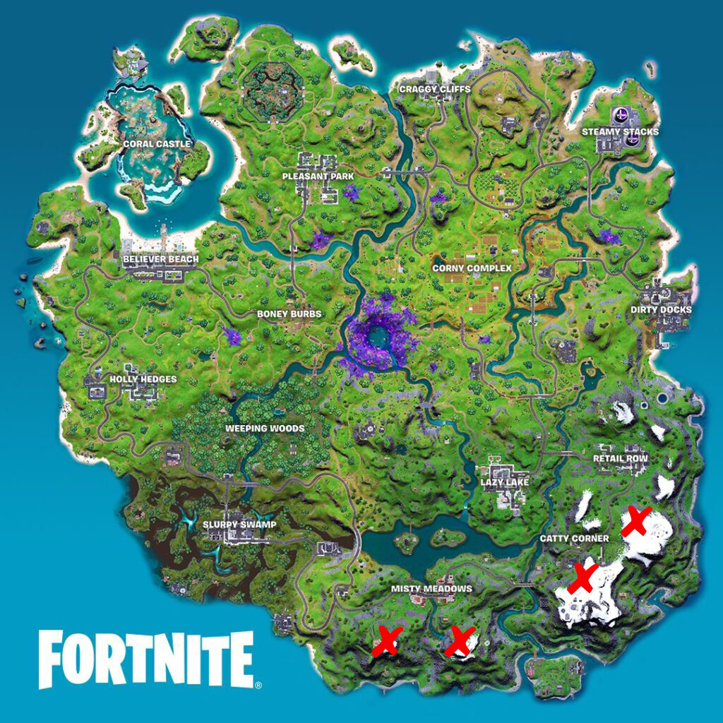 Ubicaciones de las cimas de las montañas de Fortnite