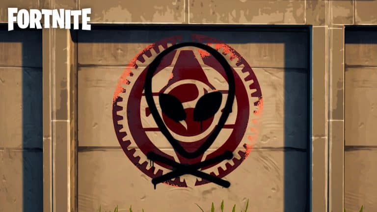 Muro cubierto de graffiti en Fortnite