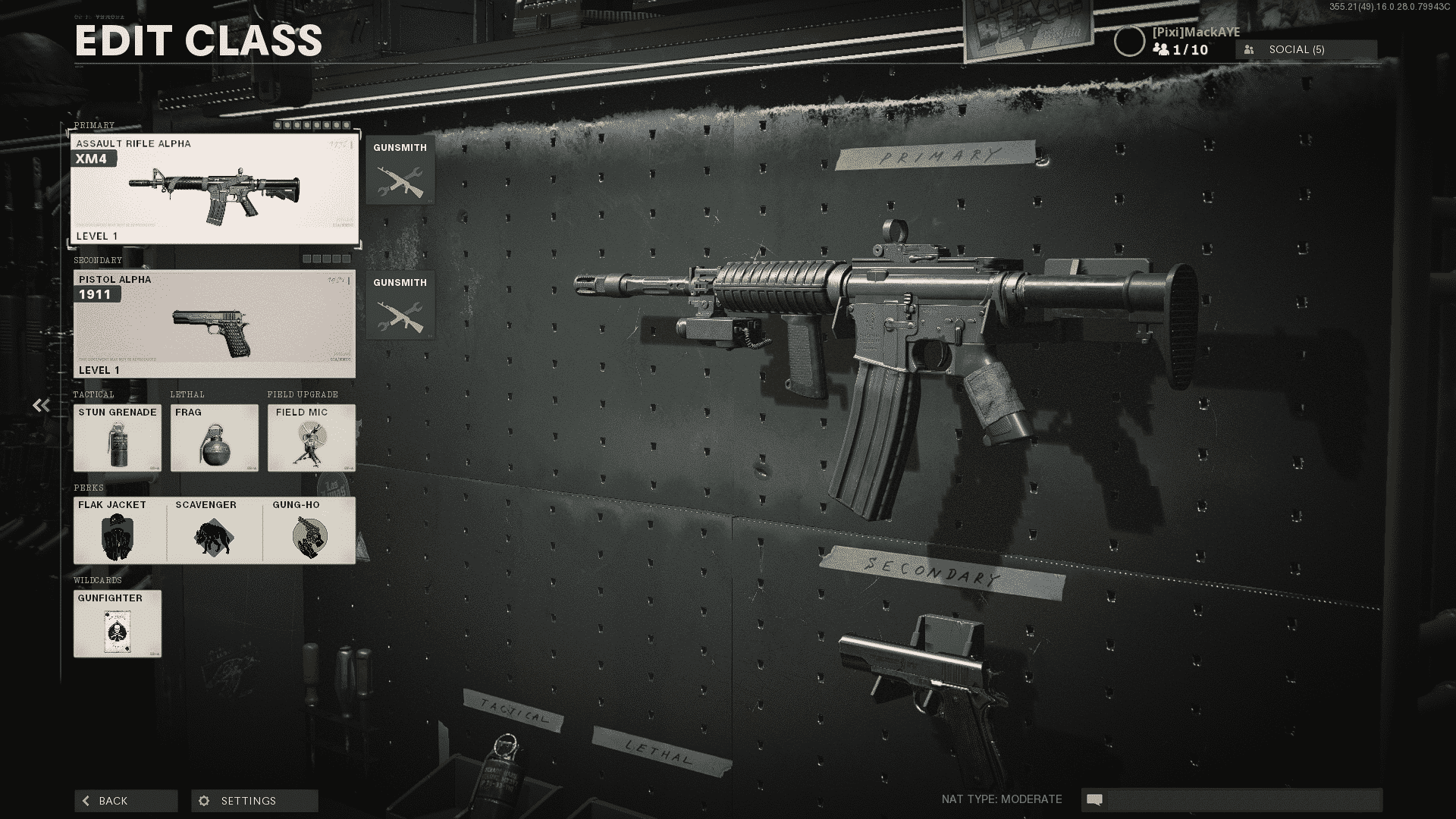 XM4 en el menú Gunsmith de la Guerra Fría