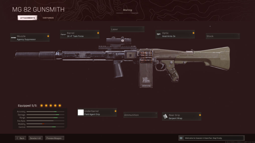 Mejor equipamiento de Warzone MG 82 