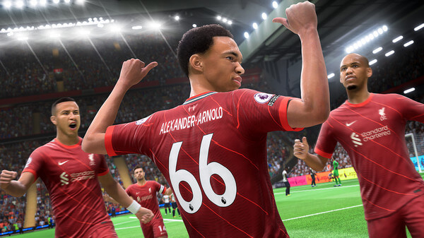 Trent Alexander Arnold celebrando en FIFA 22