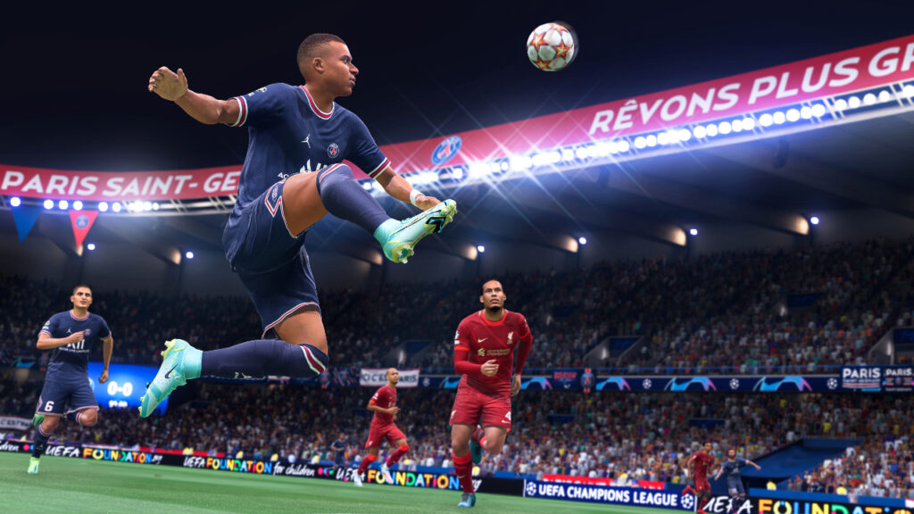 Mbappé controlando un balón en FIFA 22