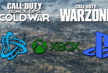 cold war and warzone logos with playstation and xbox