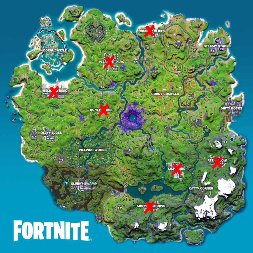 Mapa de vallas publicitarias y detectores de Fortnite