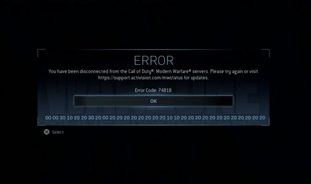 Código de error 65538 en Modern Warfare 