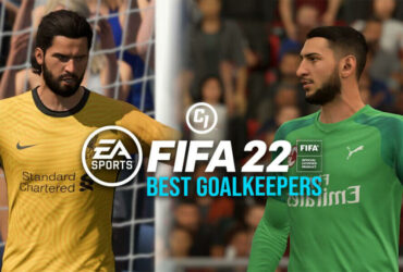 Alisson and Donnarumma behind FIFA 22 logo