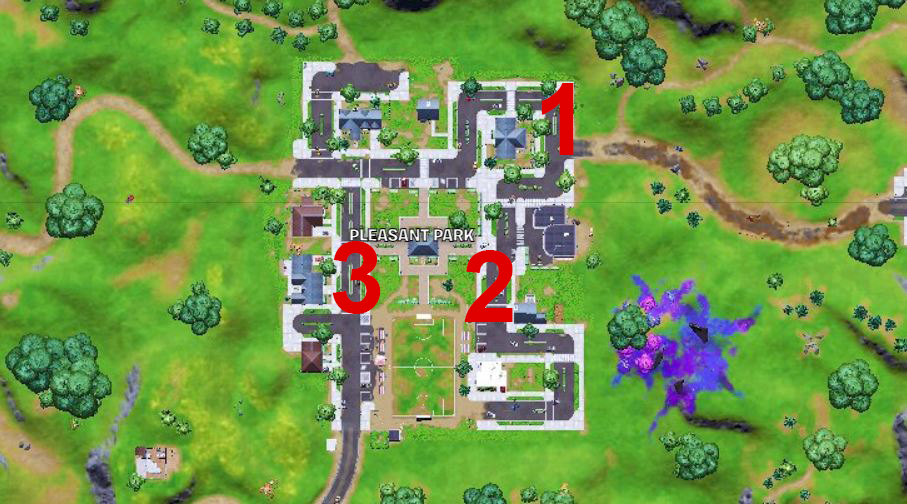 Ubicaciones de las señales de advertencia de Pleasant Park Fortnite  