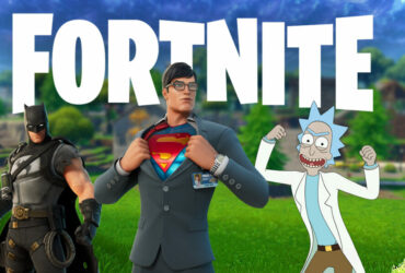 Superman, Batman, and Rick Sanchez in Fortnite