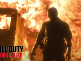 Call of Duty: Vanguard character standing in front of explosion