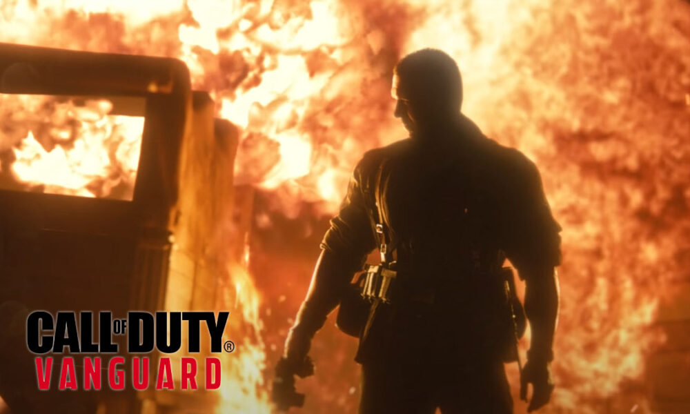 Call of Duty: Vanguard character standing in front of explosion