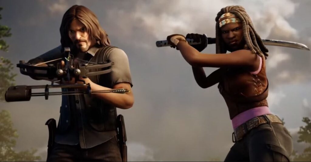 Daryl y Michonne en la temporada 5 de Fortnite