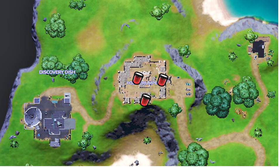 Mapa que muestra dónde encontrar Knightly Crimson en Fort Crumpet