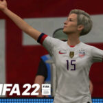 Megan Rapinoe next to FIFA 22 logo