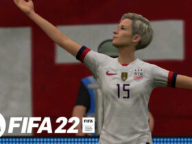 Megan Rapinoe next to FIFA 22 logo