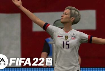 Megan Rapinoe next to FIFA 22 logo