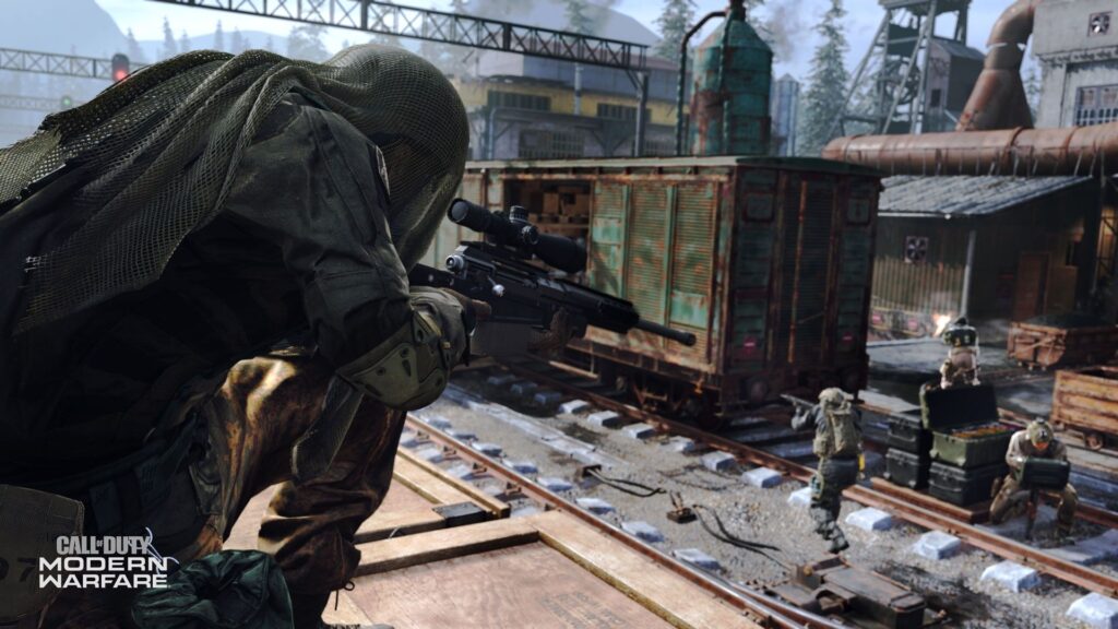 jugador atacando al enemigo en la búsqueda y destrucción de la guerra moderna