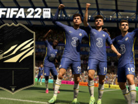 Chelsea players celebrating in FIFA 22