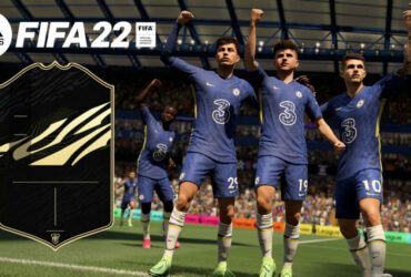 Chelsea players celebrating in FIFA 22