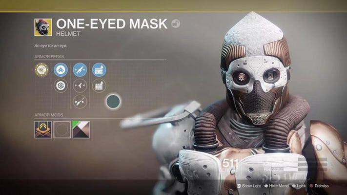 Máscara de un ojo en Destiny 2