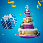 Fortnite birthday cake and present