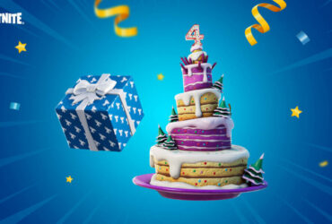 Fortnite birthday cake and present