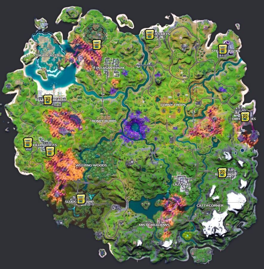 Ubicaciones del tablero de donaciones en Fortnite