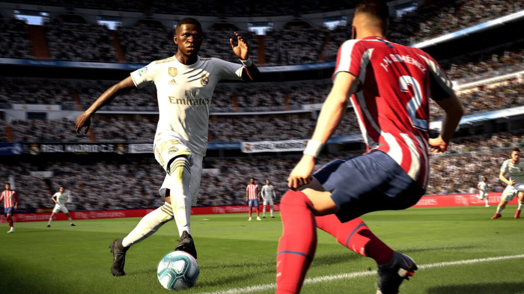 Vinicius Jr regateando en FIFA 22