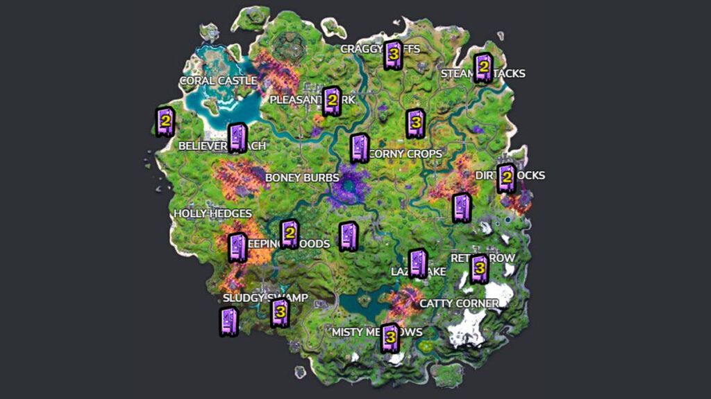 ubicaciones de las máquinas expendedoras de fortnite weapon-o-matic