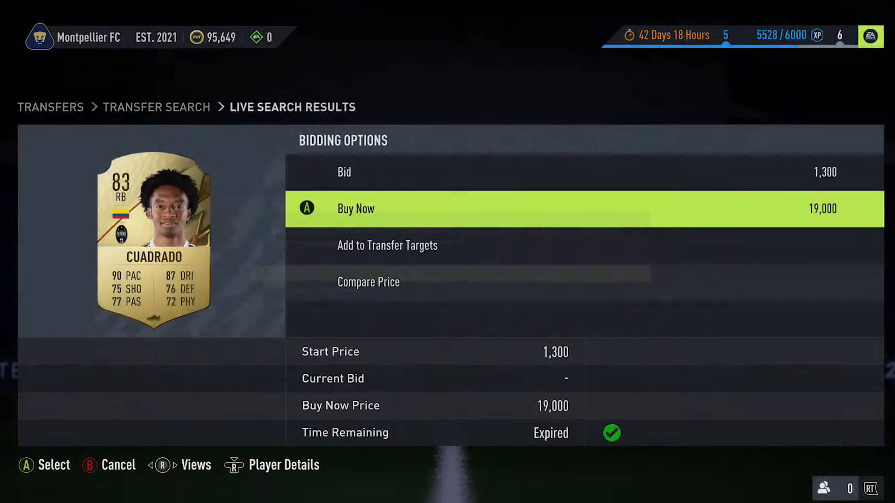 Captura de pantalla de FIFA 22 Buy Now