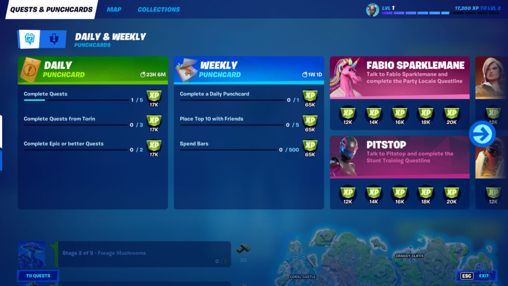 Misiones de tarjetas perforadas de la semana 1 de la temporada 8 de Fortnite