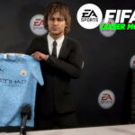 FIFA player holding a shirt in Career Mode