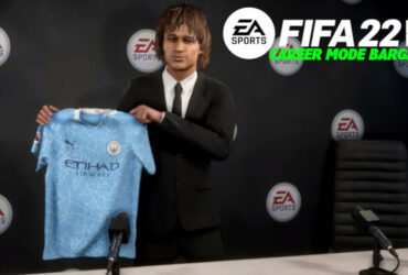 FIFA player holding a shirt in Career Mode