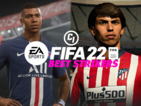 FIFA 22 strikers behind logo