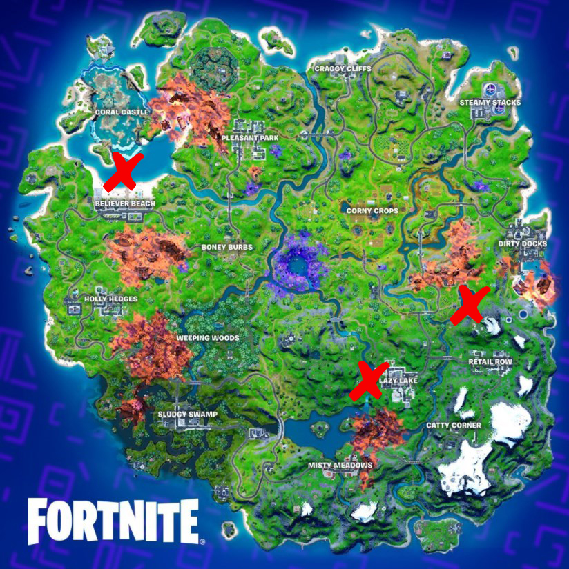 Ubicaciones de lugares de pesca de Fortnite