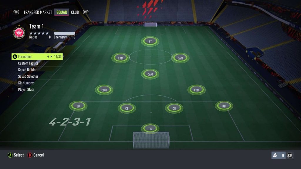 4-2-3-1 formación estrecha en FIFA 22