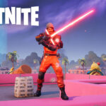 Fortnite character using a lightsaber