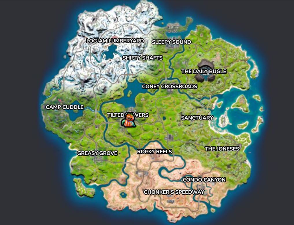 Ubicación de Tomatohead en el mapa de Fortnite