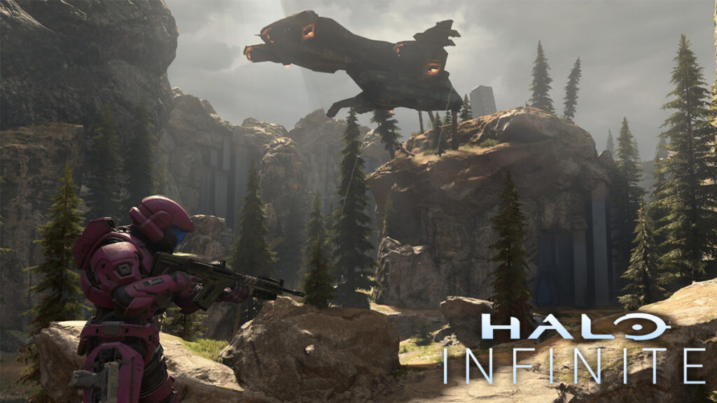 Jugador de Halo Infinite parado en un mapa