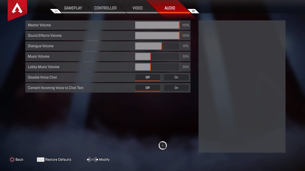 ajustes de audio de apex legends