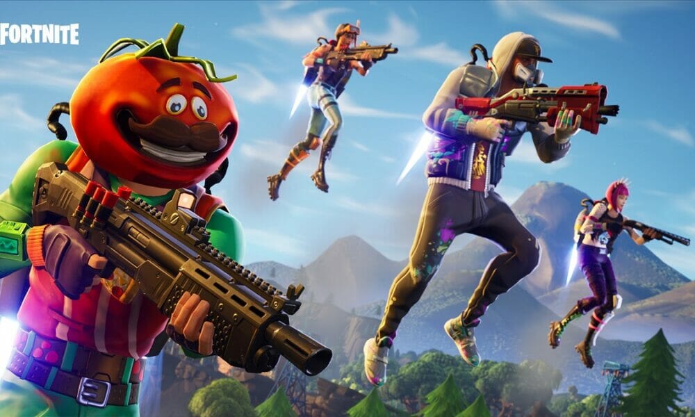 Tomatohead and Fortnite characters using Jetpacks