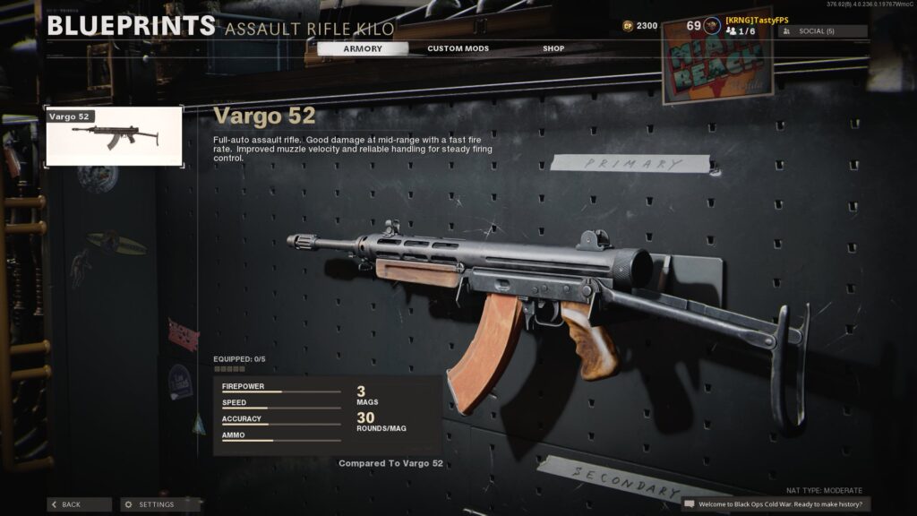 Vargo 52 en Black Ops Guerra Fría