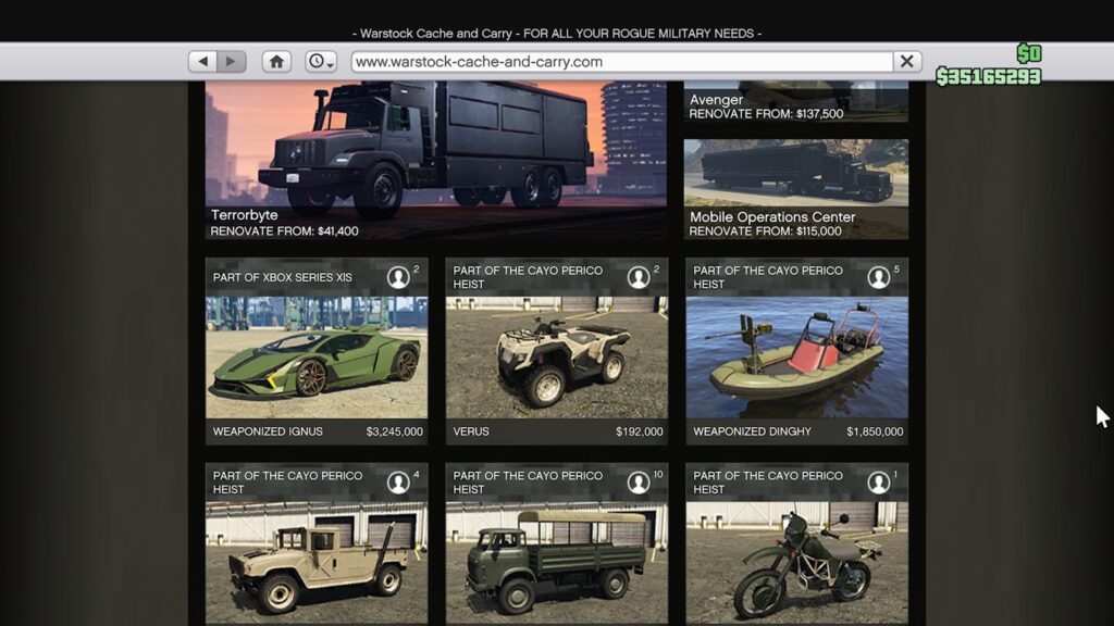 Vehículos exclusivos de última generación de GTA Online Warstock