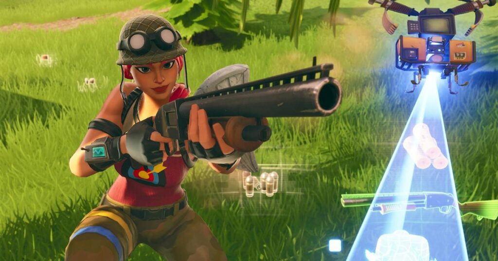 Jugador de Fortnite usando Pump Shotgun