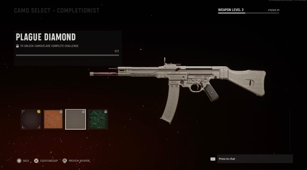 Camuflaje Plague Diamond Mastery en STG44 en CoD Vanguard Zombies